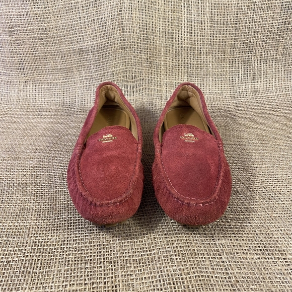 Coach slip-on loafer driving shoe flats suede leather amber red women's 7.5B - Picture 6 of 10